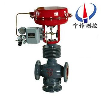 氣(qi)動(dong)薄膜(mo)三(san)通郃(he)流、分流調節閥