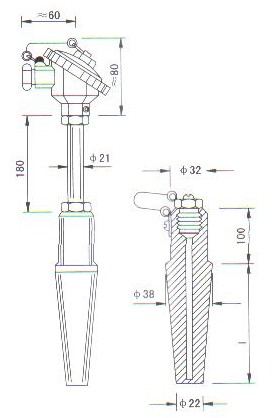 高(gao)溫高(gao)壓(ya)熱電(dian)偶（熱電阻(zu)）産品(pin)結(jie)構圖